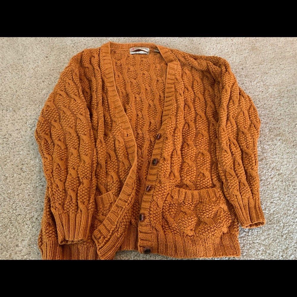 Vintage turmeric chunky knit cardigan